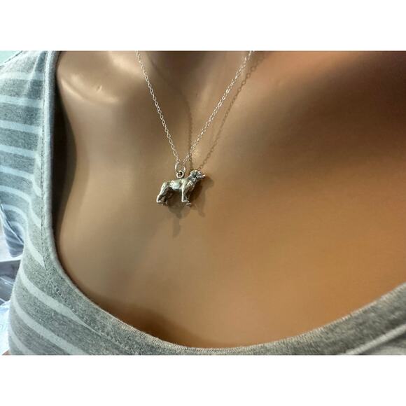 Sterling Silver Loving Labrador Dog Charm Necklace - Picture 2 of 5